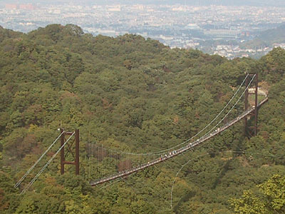 吊橋から市街地を眺む