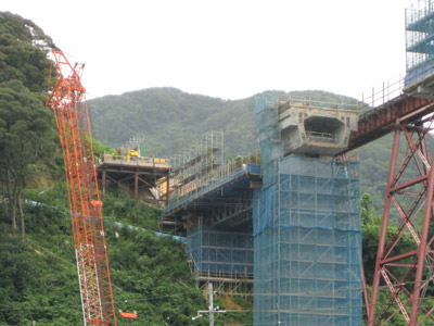 餘部駅付近の工事